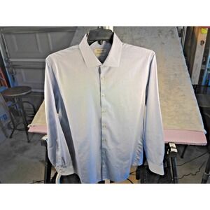 Kenneth Cole Reaction Slim Fit Dress Shirt Blue Men's Large 16.5 34/35